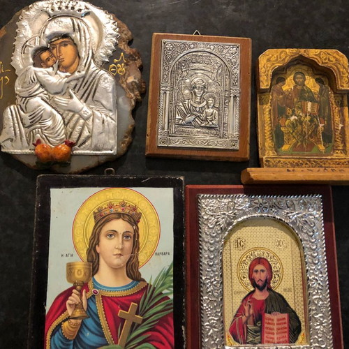Christian Orthodox icons used, pack of 5 pieces