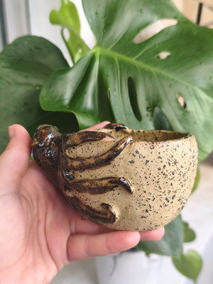 Handmade ceramic octopus cup with handle