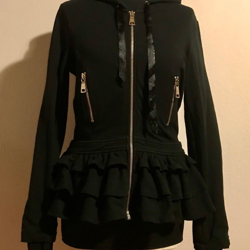 Rossodisera women's jacket with hood and ruffles used, black, size M