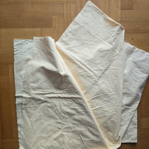 Fabric used, 2 pieces light yellow, dimensions 2x1.29 and 1.98x1.26 m