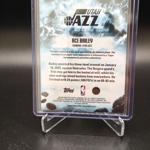 Topps Flagship NBA Basketball 2025-26 Ace Bailey Rookie Holo Game Worn Patch like new