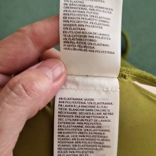 H&M bikini top like new, green textured fabric