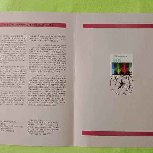German stamps 1999 first day cover Bonn, mint block of four