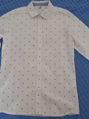 Πουκάμισο με άγκυρες μεταχειρισμένο, μέγεθος 9-10 ετών, άσπρο