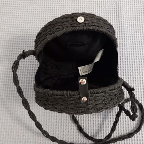 Pull & Bear round black straw bag