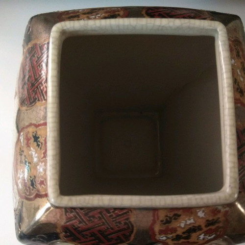 Satsuma porcelain vase set of 2 used