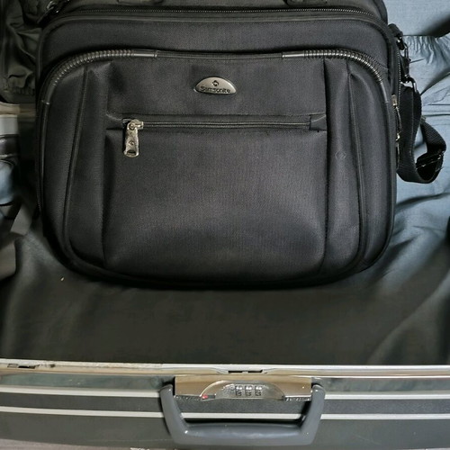 Samsonite Silhouette 200 suitcase used, gray, 70s with laptop bag