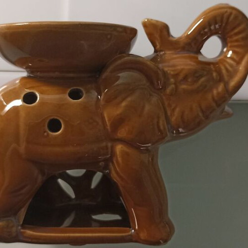 Elephant incense burner like new, brown ceramic for tealight