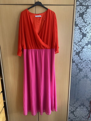 Two-Tone Maxi Dress Morena Spain like new, red and fuchsia
