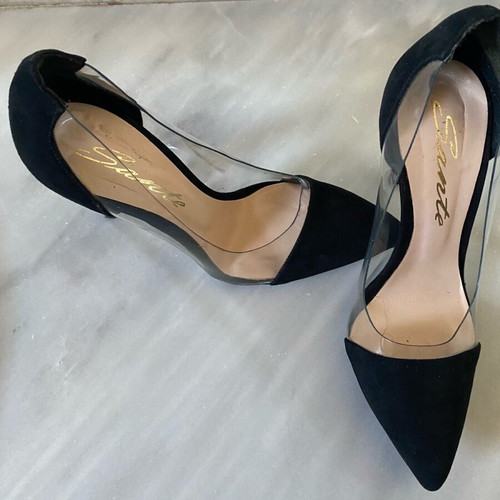 Sante suede pumps with transparency, 10 cm heel, like new