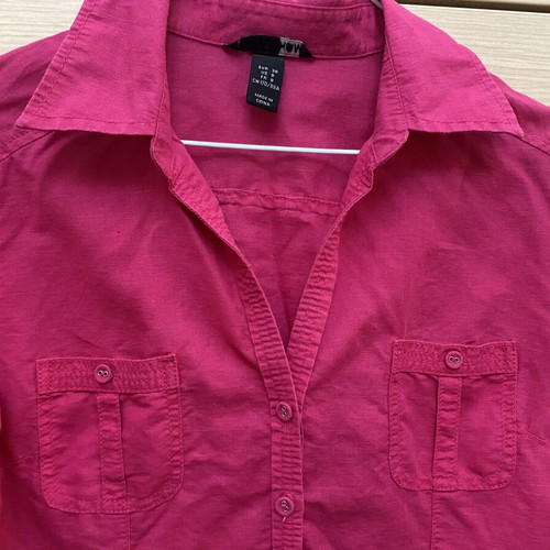 H&M blouse size M like new, pink cotton-linen fabric