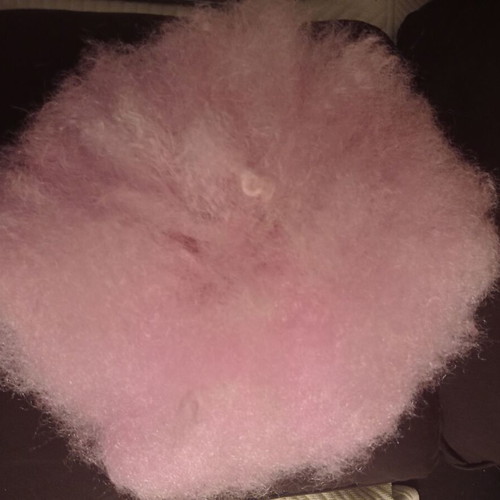 Pink afro wig large new with star-shaped glasses