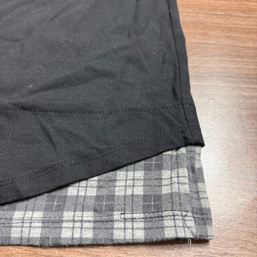 Paco & Co black t-shirt with check detail and zipper, like new, size S