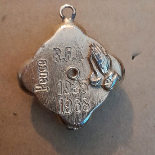 Robert Kennedy pendant used, hanging with photo and glass