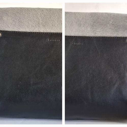 Proenza Schouler PS Elliot Fur and Leather Colorblock Clutch Bag used