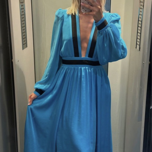 Pinko maxi dress new, blue with black details, size S