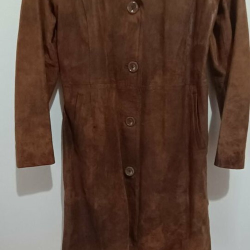 Leather coat, brown, size M, feminine cut