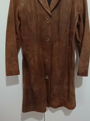 Leather coat, brown, size M, feminine cut