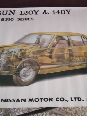 Datsun Sunny B310 Cutaway Vintage Poster 120Y & 140Y