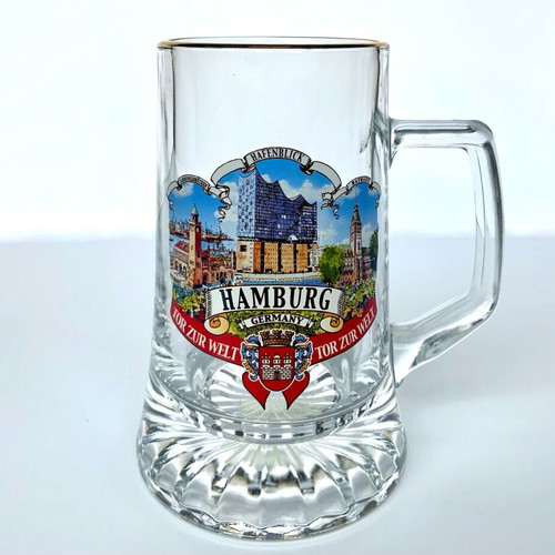 German Hamburg Beer Glass Mugs 0.5 Liter New Set of 2