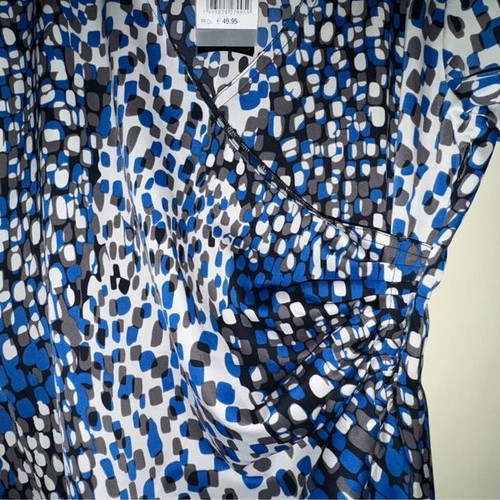 Vila Joy wrap dress, blue white grey, size L