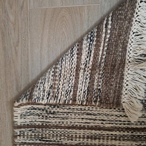 Flat Weave Rug like new 117x185 cm in warm beige tones
