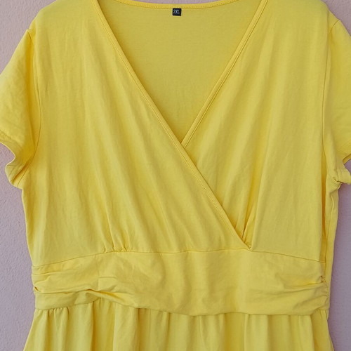 New shows plus size yellow short sleeve dress