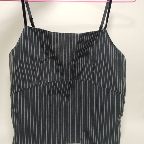 Striped black top with straps like new