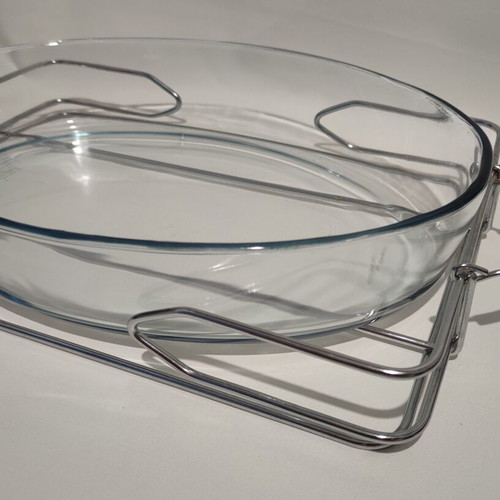 Marinex Glass Oven Dish with Metal Base like new, 35x23 cm