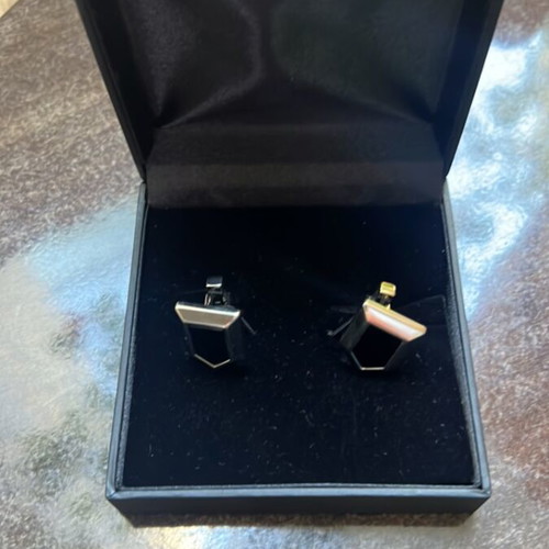 Dyrberg/Kern cufflinks like new, stainless steel with black crystal