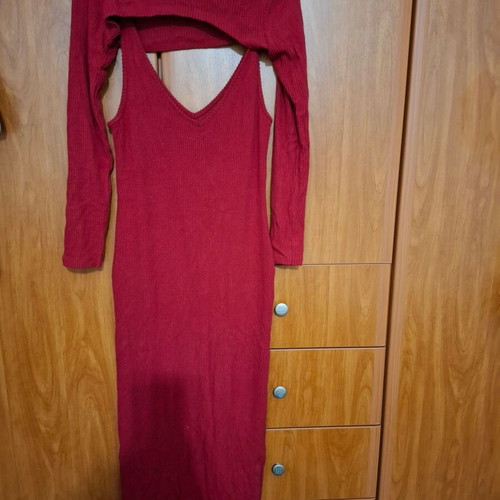 Pink Woman knitted maxi dress new, red
