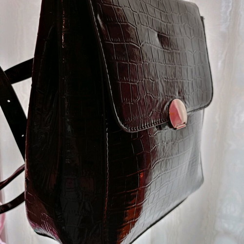 Black patent leather backpack like new