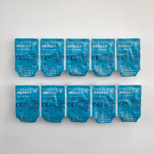 Ημερήσιοι φακοί επαφής Acuvue Moist 1-Day 5 ζευγάρια -1.75 μυωπίας καινούργιοι