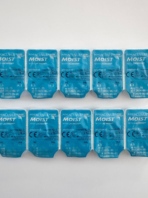 Ημερήσιοι φακοί επαφής Acuvue Moist 1-Day 5 ζευγάρια -1.75 μυωπίας καινούργιοι