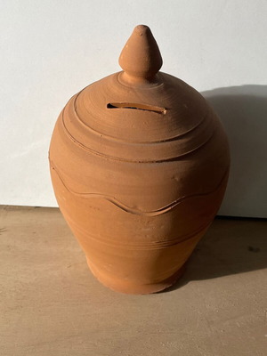Handmade clay piggy bank 25cm height (No7) new
