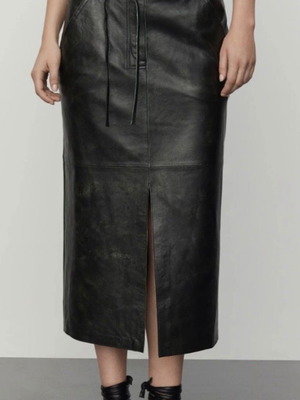 Day Birger & Mikkelsen black leather midi skirt used with belt