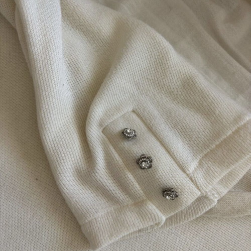 Zara women's short-sleeve blouse with strass buttons new, medium, white