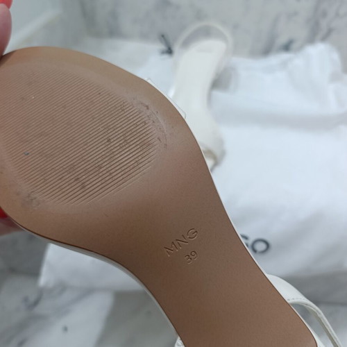 Mango white sandals size 39 heel 5cm new