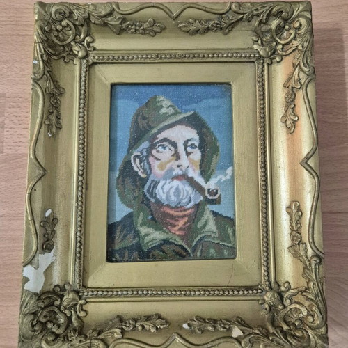 Gobelin in Baroque Frame The Old Man with the Pipe used