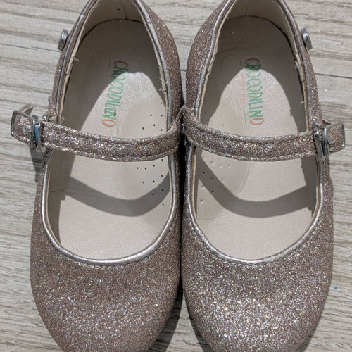 Crocodilino ballerinas anatomical size 22 like new, gold glitter