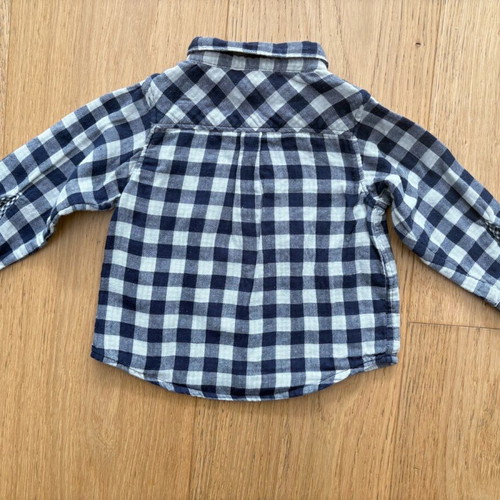 Petit Bateau shirt checked cotton, size 12 months, like new