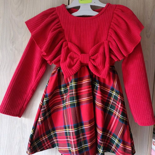 Red checked dress new for 2 years with rib knit top