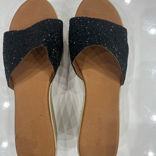 Women's platform slippers used with rhinestones, size 39, black