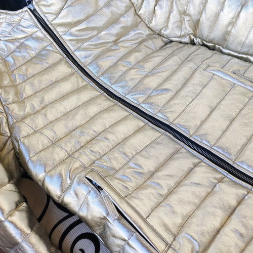 Gold leather jacket new, size small