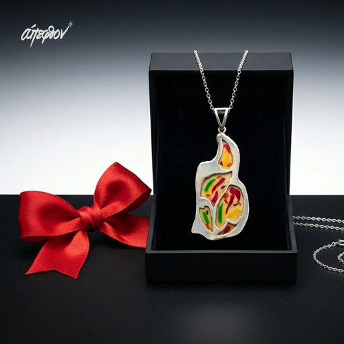 Kaleido Artisan Silver 925 Pendant with Enamel by Apefthon