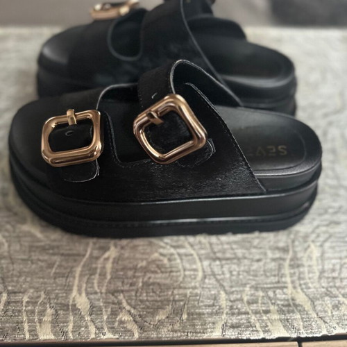 Seven women's black platform sandals size 38 like new