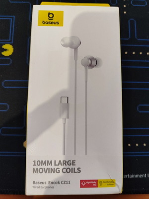 Baseus CZ11 Wired Hands-Free USB-C Earphones White new, sealed