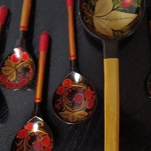 Vintage Russian decorative spoons, set of 7