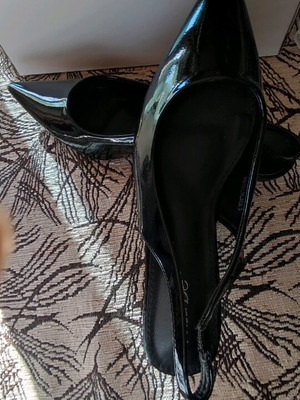 Luigi black patent leather slingback pumps new size 38