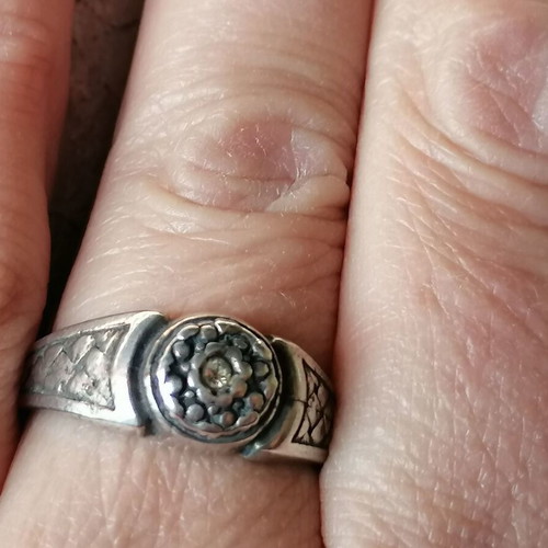 Men's Silver 950 Vintage Style Ring with Zircon New No 62 (US 10.5)